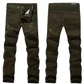 hommes balmain straight biker jeans hiphop pants army vert